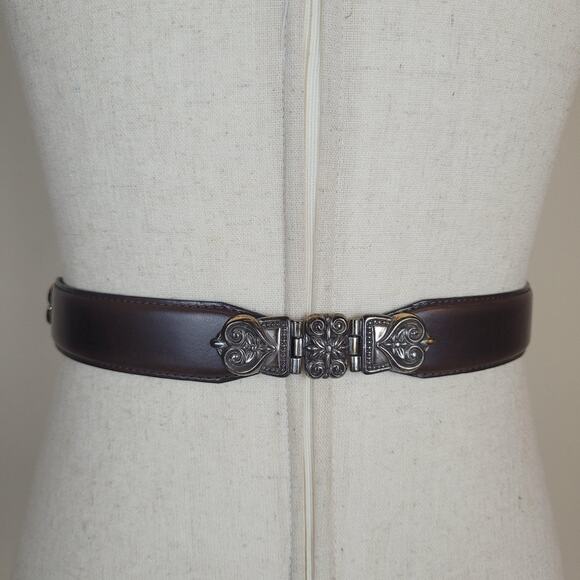 Fossil Belt Small Brown Leather Western Medallion Cowgirl Boho Rodeo Engraved main image 8